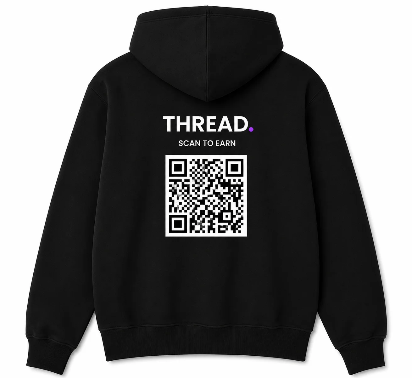 Phantom Black hoodie back — QR code